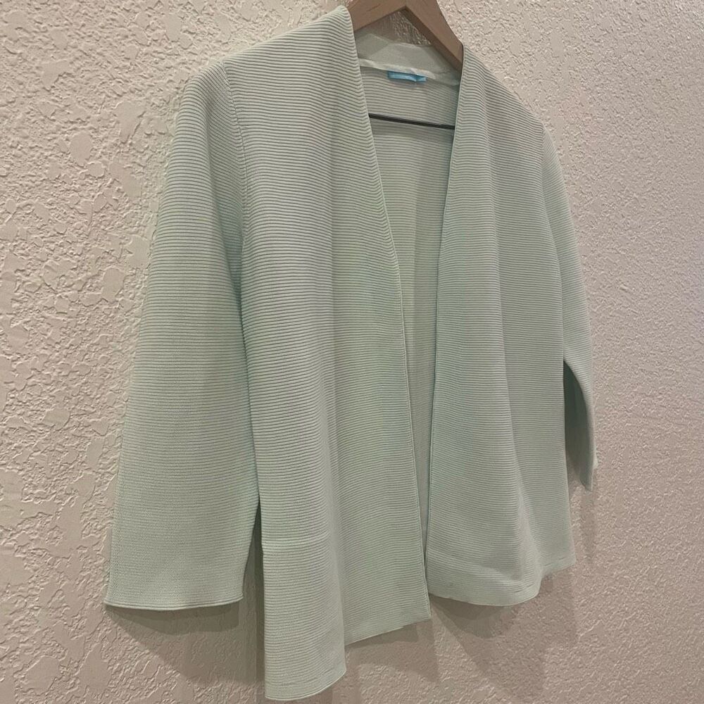 J. McLaughlin La Jolla Pastel Mint Green Open Front Ribbed Cardigan Sweater S - Picture 2 of 11